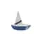 Hello Honey Stoneware Sailboat Shaped Chip and Dip with 2 Sections and Removable Sail, Blue and White